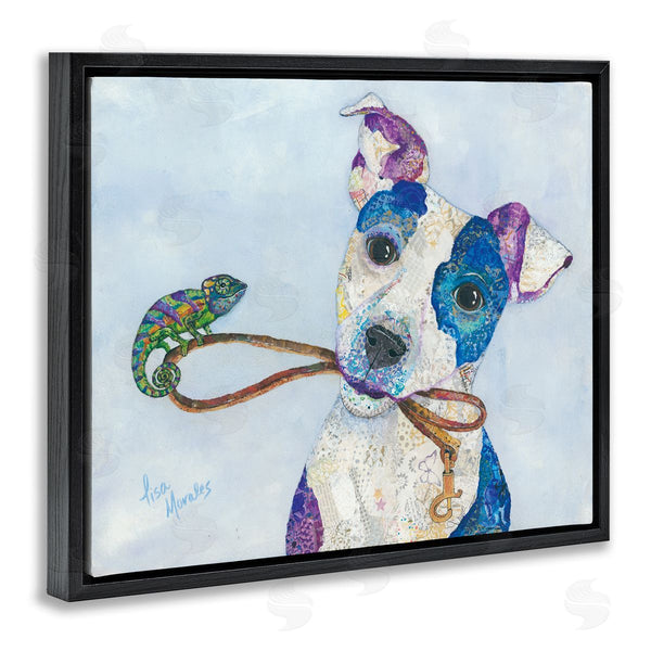 Stupell Industries Lisa Morales | Jack & Chameleon Smiling Dog Portrait Collage Wall Art