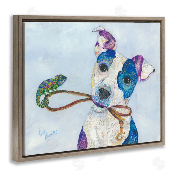 Stupell Industries Lisa Morales | Jack & Chameleon Smiling Dog Portrait Collage Wall Art