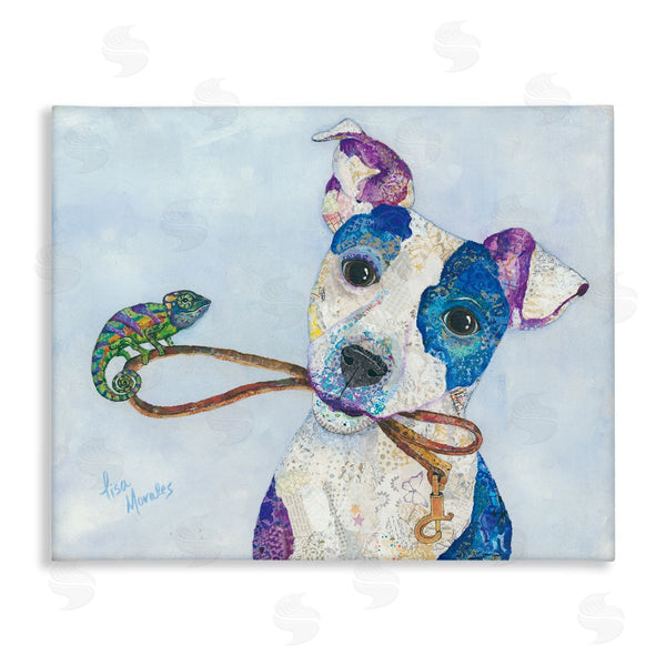 stupell industries Lisa Morales | Jack & Chameleon Smiling Dog Portrait Collage Wall Art