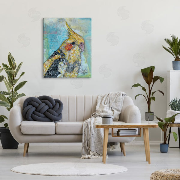 Stupell Industries Lisa Morales | Jolly Cockatiel Bird Assorted Layered Animal Collage Wall Art