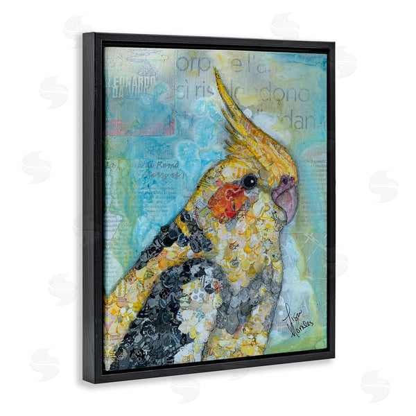 Stupell Industries Lisa Morales | Jolly Cockatiel Bird Assorted Layered Animal Collage Wall Art