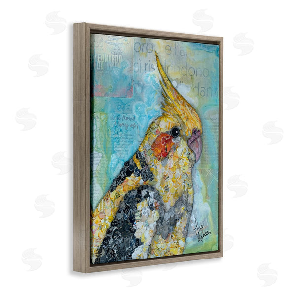 Stupell Industries Lisa Morales | Jolly Cockatiel Bird Assorted Layered Animal Collage Wall Art