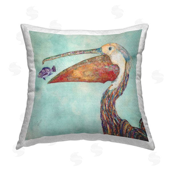 Stupell Industries Lisa Morales | Modern Pelican Fish Sea Life Printed Throw Pillow