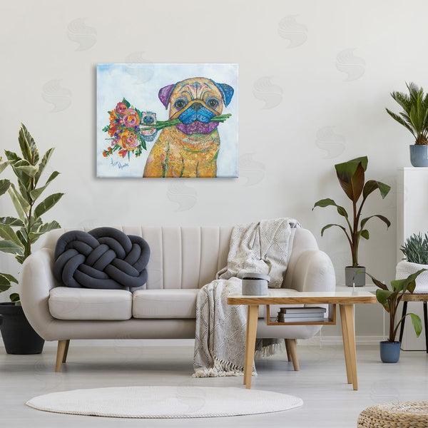 Stupell Industries Lisa Morales | Pug & Hedgehog Layered Paisley Patterns Animals Collage Wall Art
