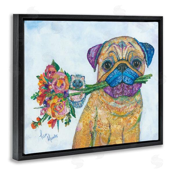 Stupell Industries Lisa Morales | Pug & Hedgehog Layered Paisley Patterns Animals Collage Wall Art