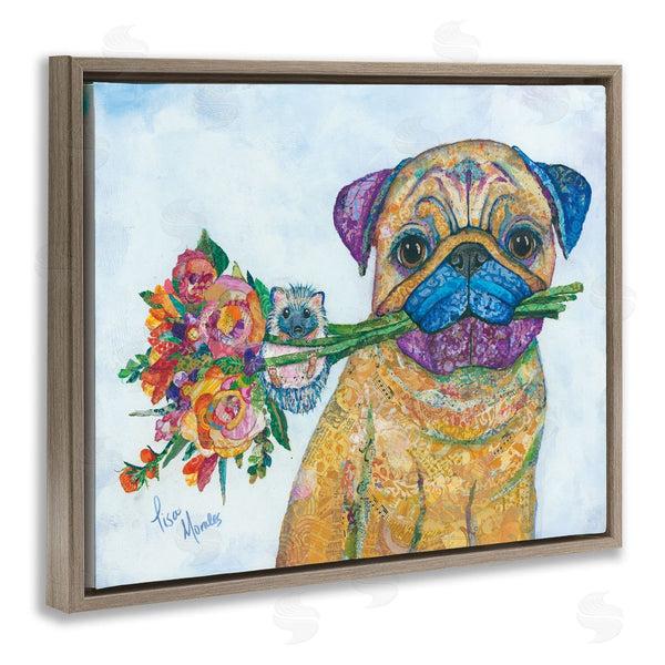 Stupell Industries Lisa Morales | Pug & Hedgehog Layered Paisley Patterns Animals Collage Wall Art