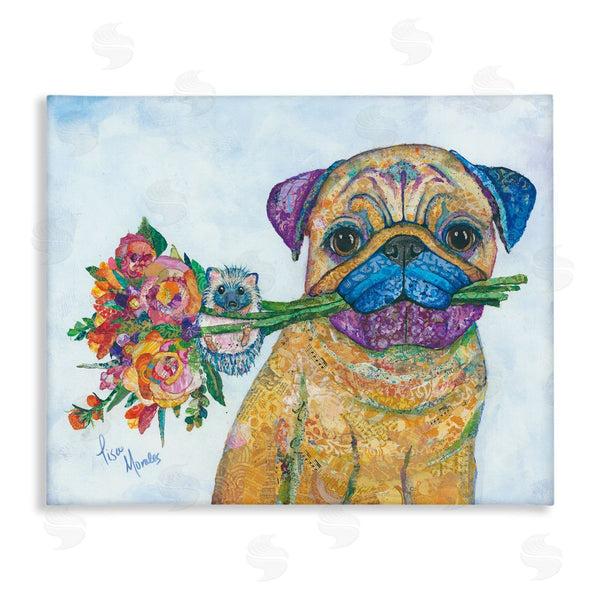 stupell industries Lisa Morales | Pug & Hedgehog Layered Paisley Patterns Animals Collage Wall Art