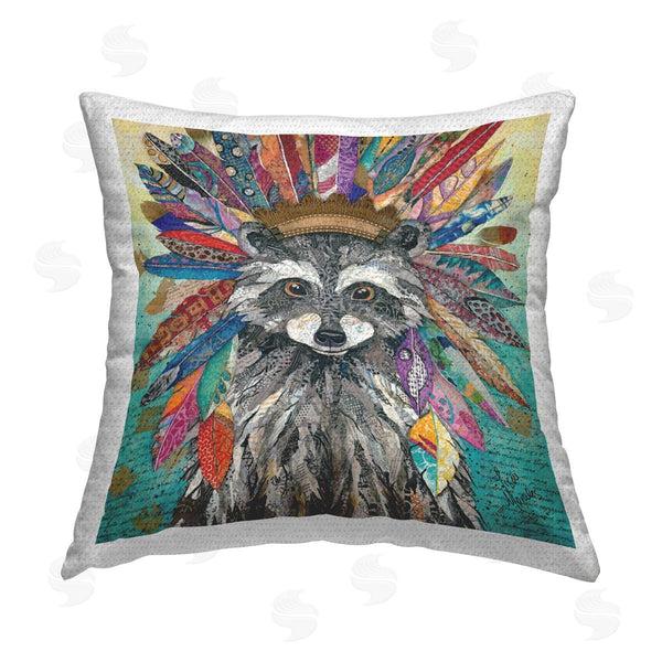 Stupell Industries Lisa Morales | Raccoon Feathers Collaged Abstract Printed Throw Pillow