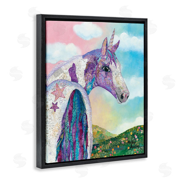 Stupell Industries Lisa Morales | Starry Eyed Unicorn Floral Fantasy Meadow Collage Wall Art
