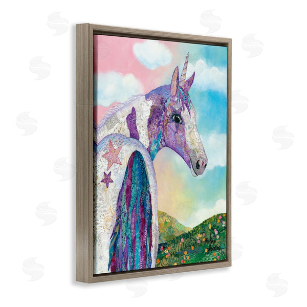 Stupell Industries Lisa Morales | Starry Eyed Unicorn Floral Fantasy Meadow Collage Wall Art