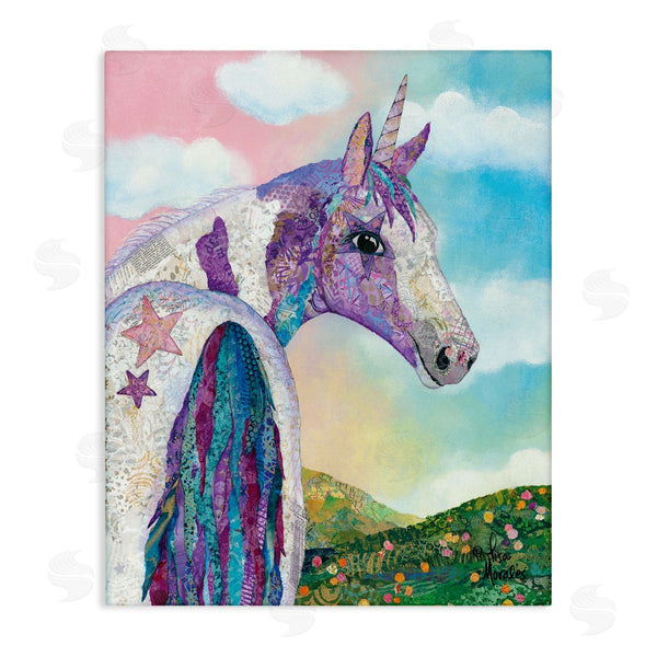 stupell industries Lisa Morales | Starry Eyed Unicorn Floral Fantasy Meadow Collage Wall Art