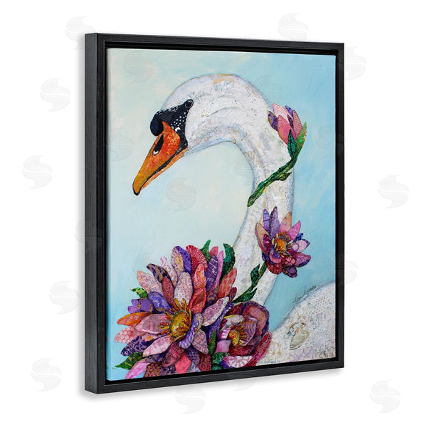 Stupell Industries Lisa Morales | Swan Bird Vivid Lotus Flower Blossoms Collage Wall Art