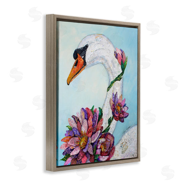 Stupell Industries Lisa Morales | Swan Bird Vivid Lotus Flower Blossoms Collage Wall Art