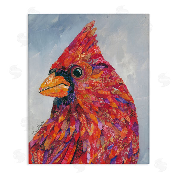 stupell industries Lisa Morales | The Messenger Red Cardinal Layered Collage Bird Painting Wall Art