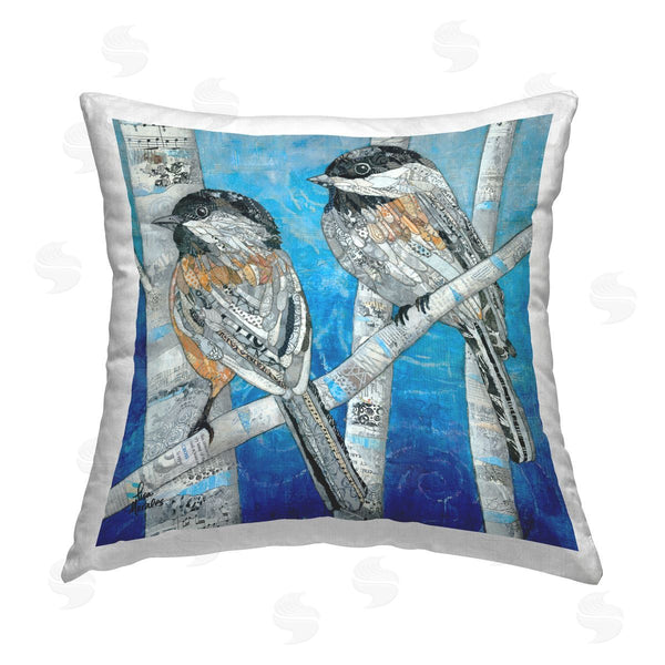 stupell industries Lisa Morales | Two Birds Birch Trees Printed Throw Pillow