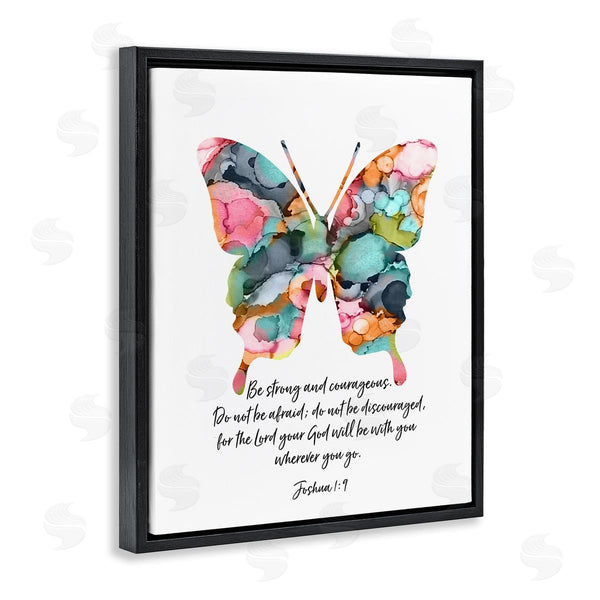 Stupell Industries Lisa Nohren | Be Strong Joshua 1:9 Butterfly