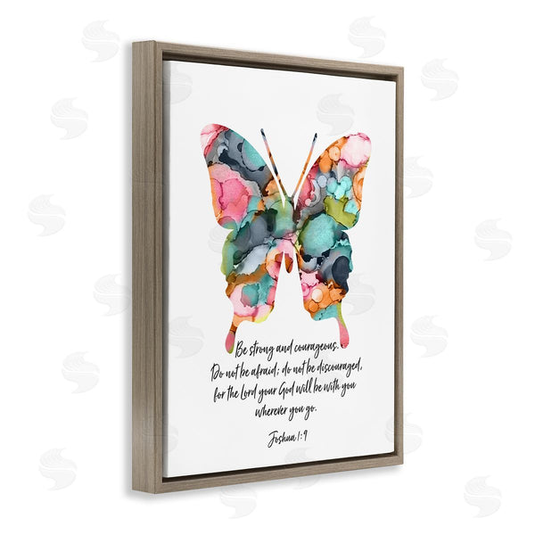Stupell Industries Lisa Nohren | Be Strong Joshua 1:9 Butterfly