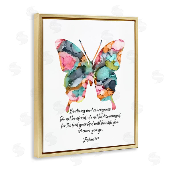 Stupell Industries Lisa Nohren | Be Strong Joshua 1:9 Butterfly