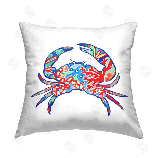 stupell industries Lisa Nohren | Coral Patterned Crab Printed Throw Pillow