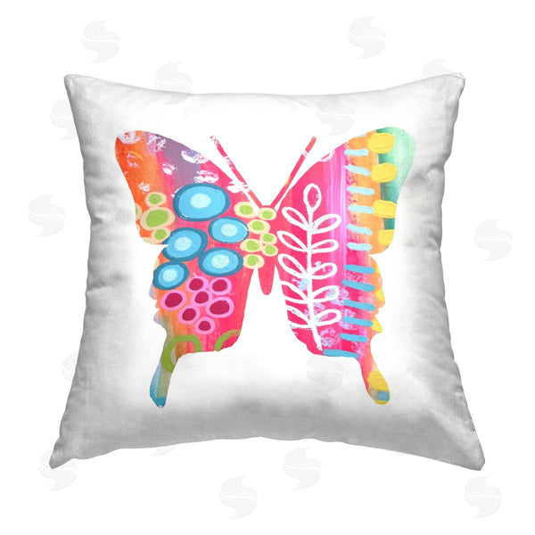 stupell industries Lisa Nohren | Pink Florals Butterfly Printed Throw Pillow