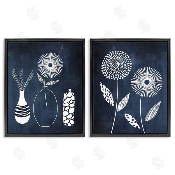Stupell Industries Lisa Nohren | Structured Flowers On Blue Wall Art