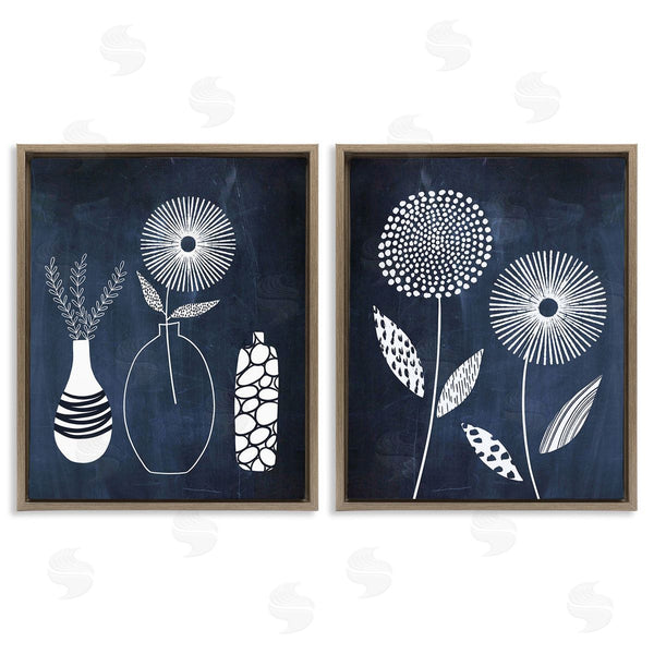 Stupell Industries Lisa Nohren | Structured Flowers On Blue Wall Art