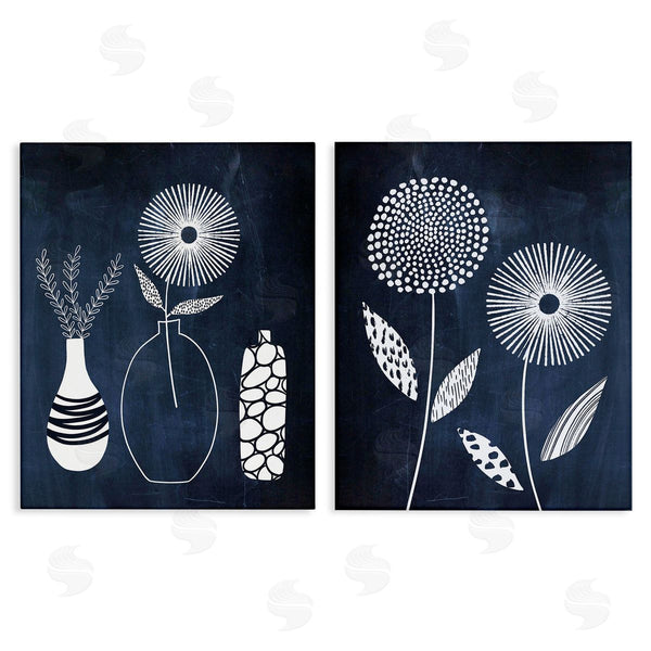 stupell industries Lisa Nohren | Structured Flowers on Blue Wall Art