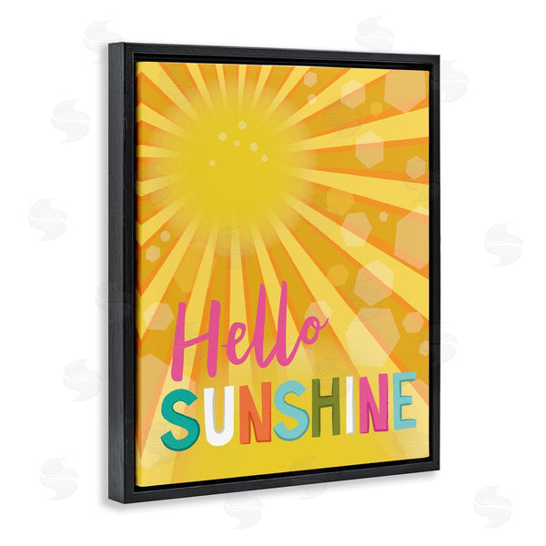 Stupell Industries Lisa Perry Whitebutton | Bold Hello Sunshine Typography Radiant Yellow Sun Wall Art