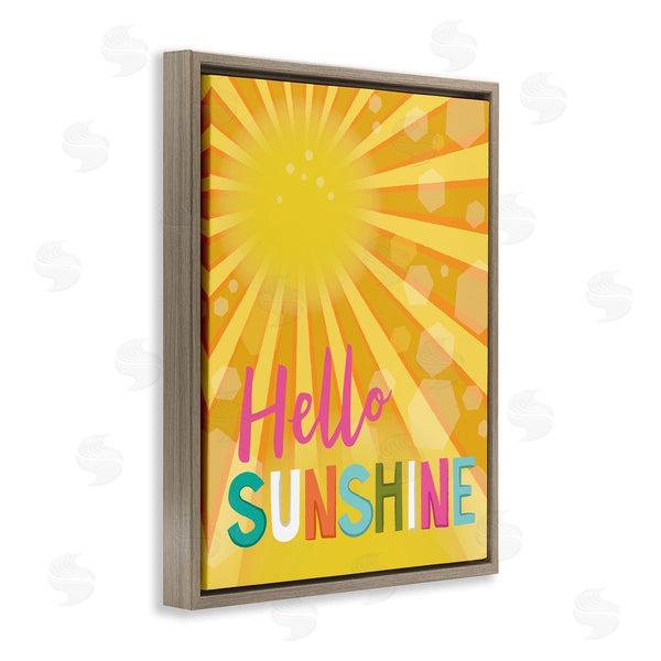 Stupell Industries Lisa Perry Whitebutton | Bold Hello Sunshine Typography Radiant Yellow Sun Wall Art
