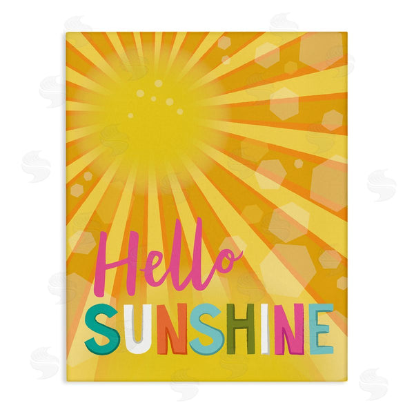 stupell industries Lisa Perry Whitebutton | Bold Hello Sunshine Typography Radiant Yellow Sun Wall Art