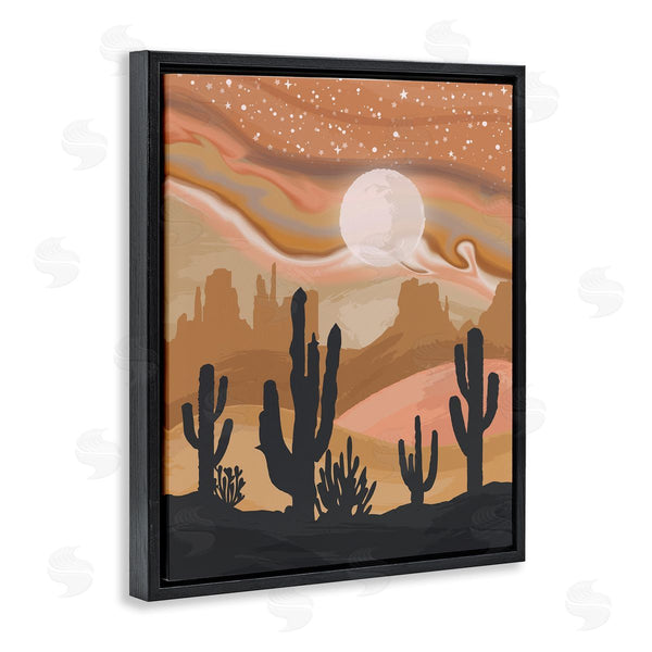 Stupell Industries Lisa Perry Whitebutton | Cactus Canyon Sandstorm Landscape Lunar Borealis Starry Sky Wall Art