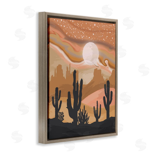 Stupell Industries Lisa Perry Whitebutton | Cactus Canyon Sandstorm Landscape Lunar Borealis Starry Sky Wall Art