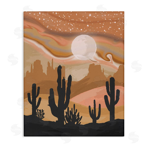 stupell industries Lisa Perry Whitebutton | Cactus Canyon Sandstorm Landscape Lunar Borealis Starry Sky Wall Art
