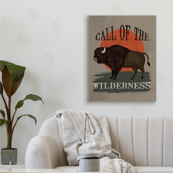 Stupell Industries Lisa Perry Whitebutton | Call Of The Wilderness Phrase Southwestern Buffalo Sunset Wall Art
