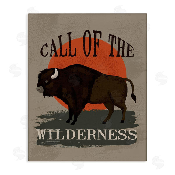 stupell industries Lisa Perry Whitebutton | Call of The Wilderness Phrase Southwestern Buffalo Sunset Wall Art