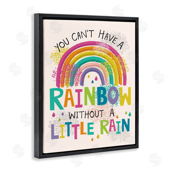 Stupell Industries Lisa Perry Whitebutton | Can't Have Rainbow Without Rain Phrase Inspirational Kids Wall Art