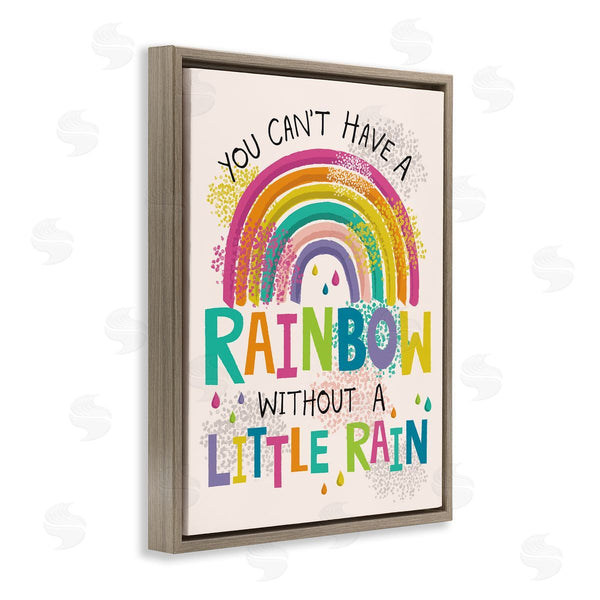 Stupell Industries Lisa Perry Whitebutton | Can't Have Rainbow Without Rain Phrase Inspirational Kids Wall Art