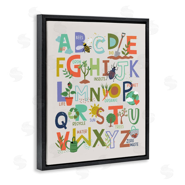 Stupell Industries Lisa Perry Whitebutton | Children's Whimsical Alphabet Chart Insects Garden Nature Wall Art