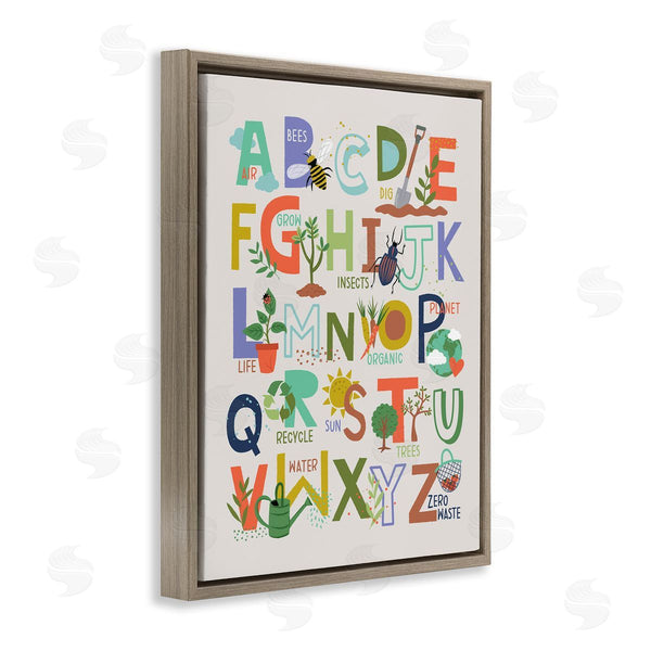 Stupell Industries Lisa Perry Whitebutton | Children's Whimsical Alphabet Chart Insects Garden Nature Wall Art