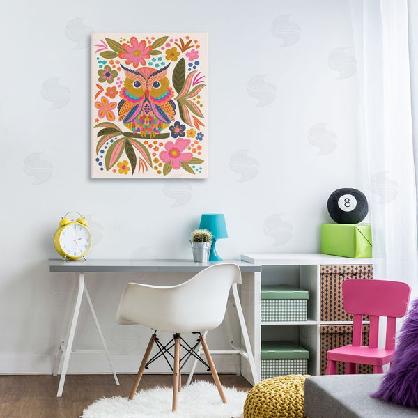 Stupell Industries Lisa Perry Whitebutton | Eclectic Owl & Flowers Wall Art