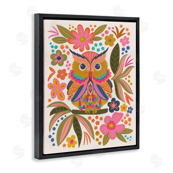 Stupell Industries Lisa Perry Whitebutton | Eclectic Owl & Flowers Wall Art