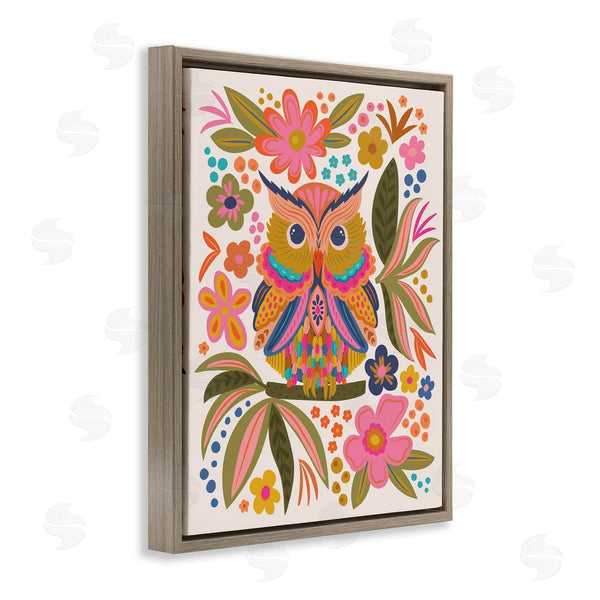 Stupell Industries Lisa Perry Whitebutton | Eclectic Owl & Flowers Wall Art
