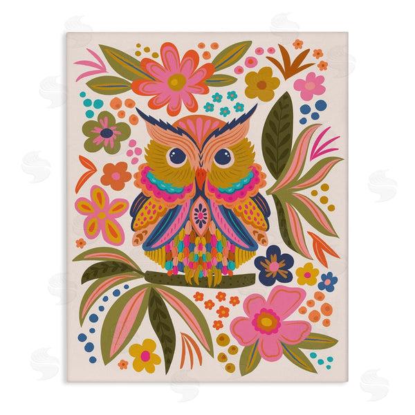 stupell industries Lisa Perry Whitebutton | Eclectic Owl & Flowers Wall Art