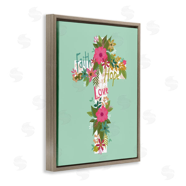 Stupell Industries Lisa Perry Whitebutton | Faith Hope Love Floral Cross Wall Art