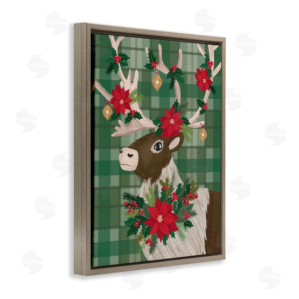 Stupell Industries Lisa Perry Whitebutton | Festive Deer With Poinsettia