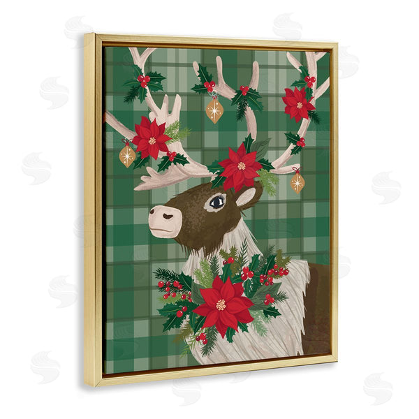 Stupell Industries Lisa Perry Whitebutton | Festive Deer With Poinsettia