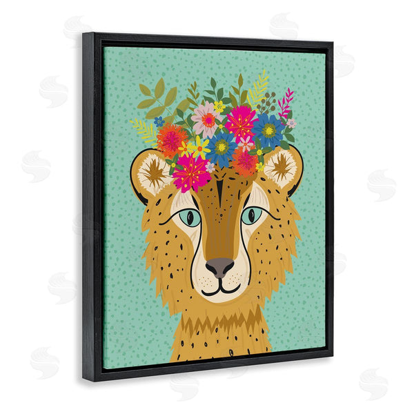 Stupell Industries Lisa Perry Whitebutton | Floral Crown Cheetah Spotted Fur Playful Animal Wall Art