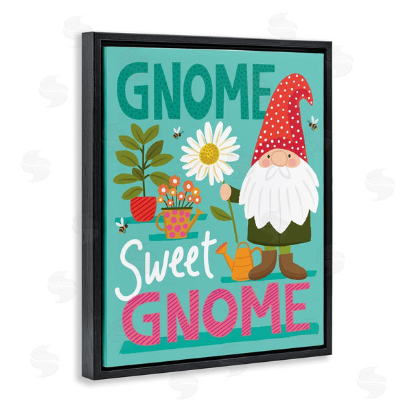 Stupell Industries Lisa Perry Whitebutton | Gnome Sweet Gnome Pun White Daisy Garden Elf Wall Art
