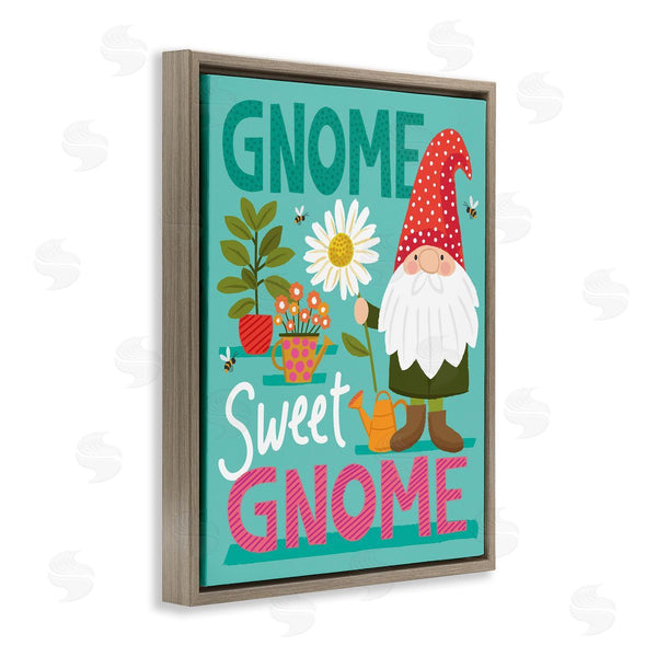 Stupell Industries Lisa Perry Whitebutton | Gnome Sweet Gnome Pun White Daisy Garden Elf Wall Art