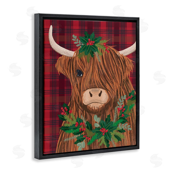 Stupell Industries Lisa Perry Whitebutton | Holiday Cattle On Buffalo Plaid